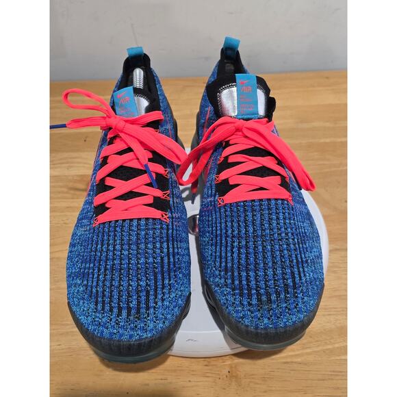 Nike Air VaporMax Flyknit 3 Blue Black Hot Pink Running Shoes Sneakers - Picture 3 of 7